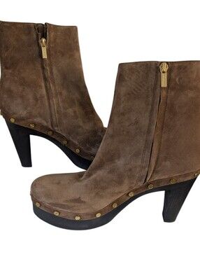 Veronica Beard Gavi Studded Boots In Hazelwood Brown...Size 9M